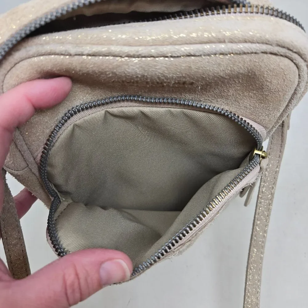 AMERICAN LEATHER COMPANY Cleveland NS Crossbody Bag Stone‎ Shimmer